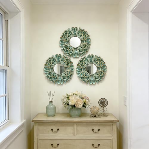 DXYAKY 3 Pack Floral Ornate Decorative Wall Mirror - Image 3