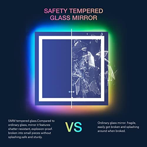LOAAO 36"X36" RGB LED Bathroom Mirror - Image 6