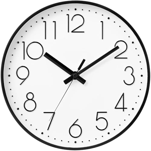 DAXSMY Wall Clock 10 Inch White Decorative, Battery Operated Silent by DAXSMY