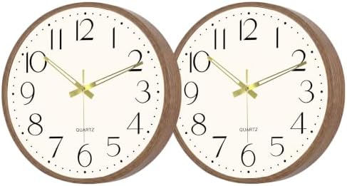 2 Pack 16 Inch Wall Clock, Silent Analog Clock Battery Operated by Comfytune