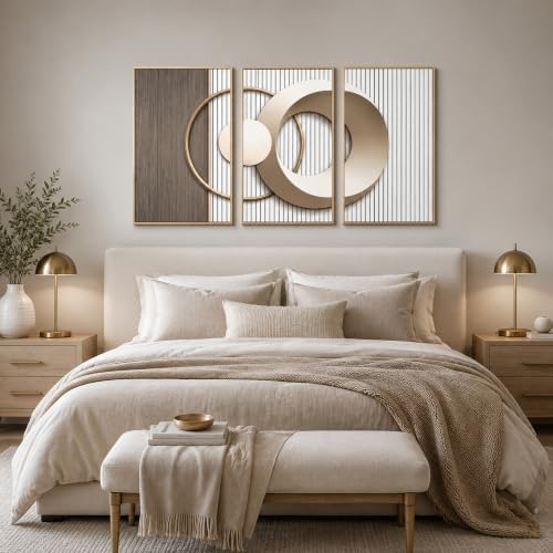 Gold and Beige Abstract Wall Art Modern Geometric Decor16inx24in Unframed - Image 3