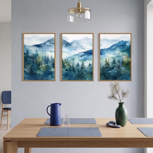 Celestdeco Blue Ridge Mountain Forest Framed Canvas Wall Art Set-16"x24"x3 - Image 2