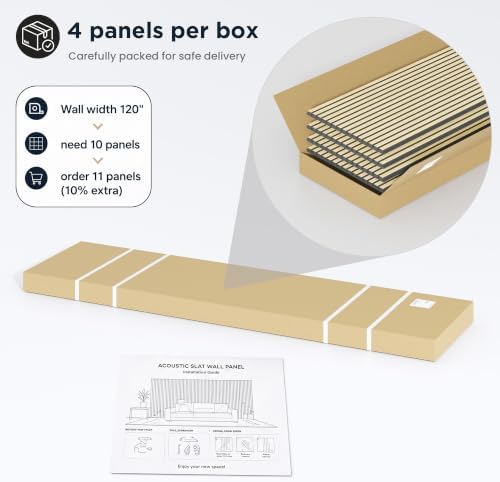Acoustic Wood Slat Wall Panels, 106”H x 12.6”W - Image 6