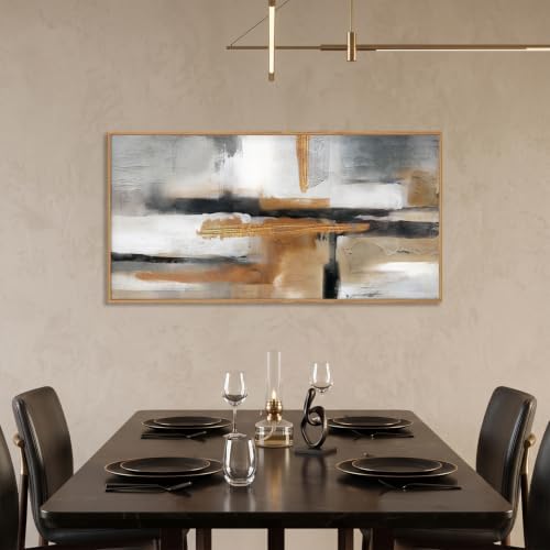 Celestdeco Modern Abstract Framed Canvas Wall Art Set, Neutral Textured Wall - Image 3