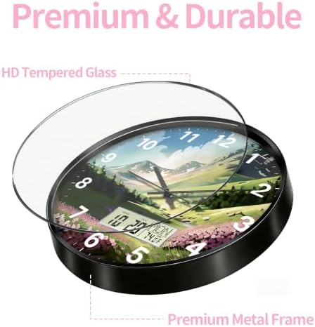 Valley Meadow Wall Clock, 14 Inch Analog and Digital Combo - Image 6