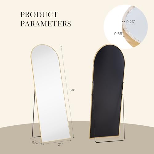 NEWBULIG 64"x21" Arched Full Length Mirror, Full Body Stand Mirror - Image 2