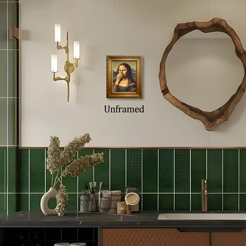 XYHYRA Vintage Mona Lisa Bathroom Wall Art, Funny Mona Lisa Pinching Nose Wall - Image 2