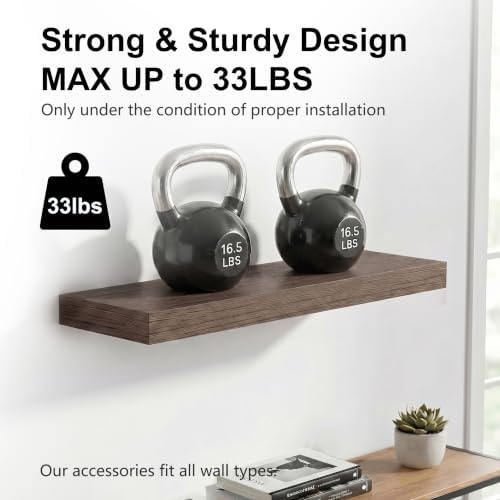 Smoke Gray Floating Wall Shelves, 24 Inch Bathroom Shelf Set of 3 - Image 4