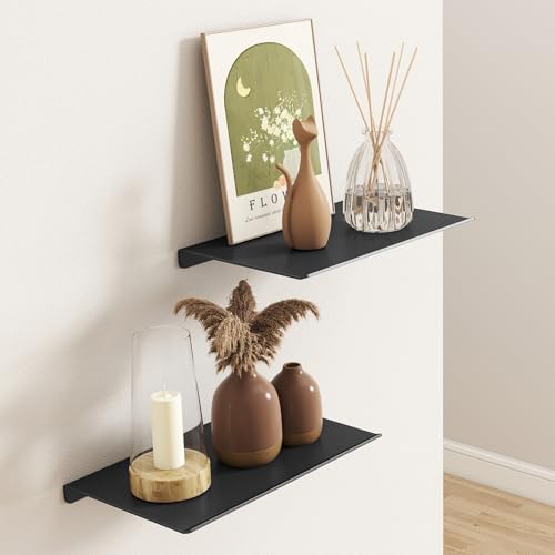 MKO 8" Small Floating Shelves for Wall, Metal Wall Mounted Shelf for Bathroom - Image 2