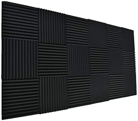 24 Pack Black 1" x 12" x 12" Acoustic Wedge Studio Foam Sound Absorption Wall by XIN%26LOG