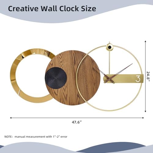50"x22" Large Modern Silent Non-Ticking Wall Clock - Image 3