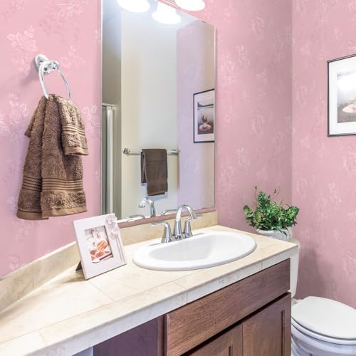 Silk Pink Peel and Stick Wallpaper Embossed Floral 511in 17.7in - Image 4