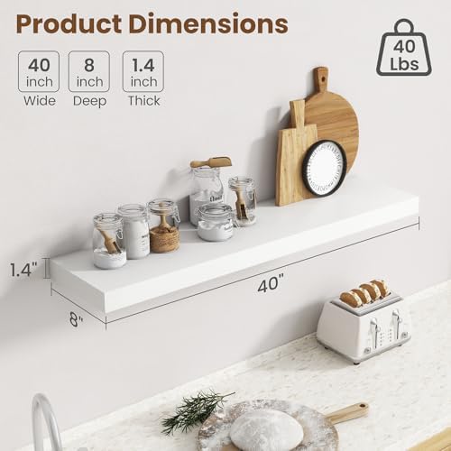 40 Inch Floating shelves for Wall, 8 Inch Deep, Invisible Brackets - Image 3