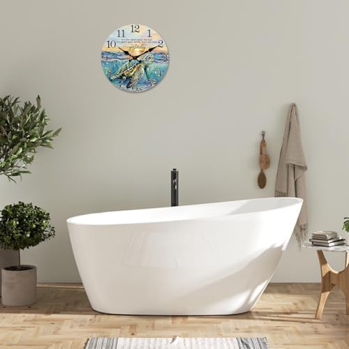 Sea Turtle Inspirational Wall Clock 14 Inch Silent - Image 4