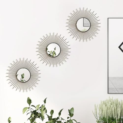 3 Pack Metal Mirror for Wall Cute Sunburst Wall Mirror Home Decor Wall Art - Image 5