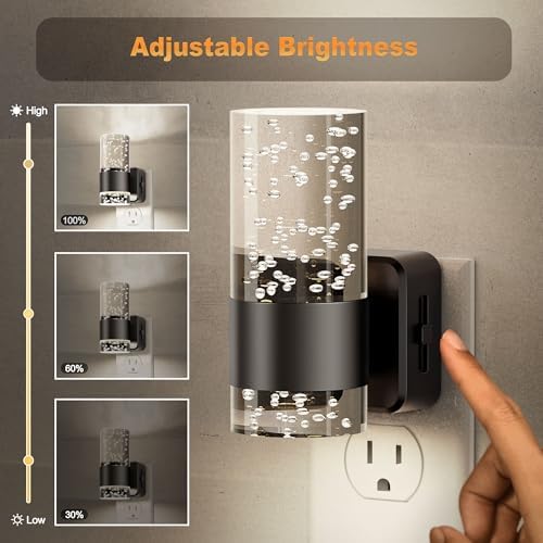 JandCase Bubble Night Lights Plug into Wall, 5000K White Nightlight Dimmable - Image 2