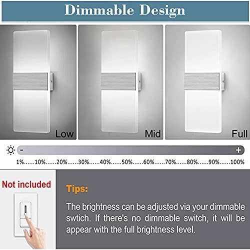 Lightess 12W Dimmable Modern Up Down Acrylic LED Wall Sconce Cool White - Image 2