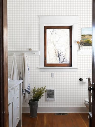 Heroad 17.3"x196" Plaid Peel and Stick Wallpaper Neutral Wall Paper Boho - Image 5