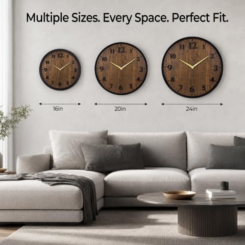 Wall Clock Farmhouse Vintage 16 Inch Silent Non-Ticking Battery Operated - Image 2