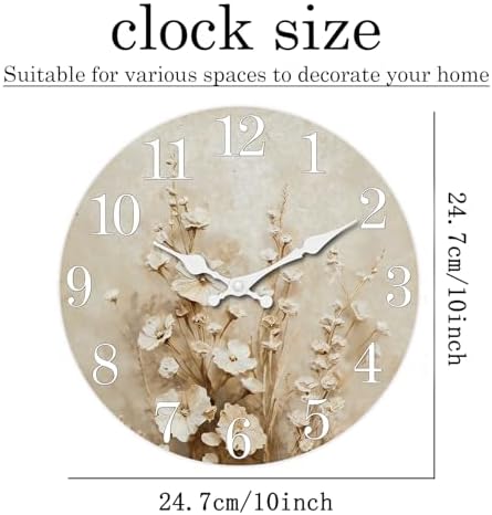 XNM Small Farmhouse Wooden Wall Clocks Battery Operated 10 Inch - Image 3