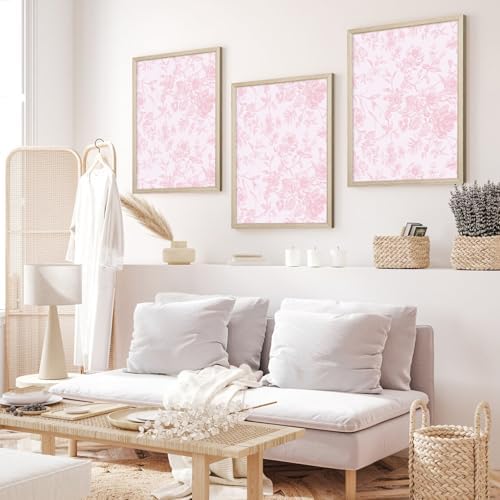 Pink Flower Wall Art Chinoiserie Floral Canvas Wall Decor Aesthetic Wall Art - Image 5
