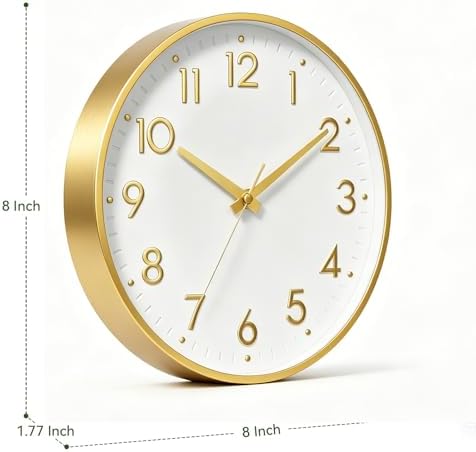 Mosewa Small 8 Inch Wall Clock Battery Operated Silent Non Ticking Analog - Image 3