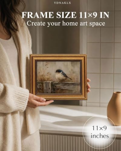 Gold Framed Wall Art, Rustic Nature Bird Canvas Prints, Neutral Farmhouse Bird - Image 2