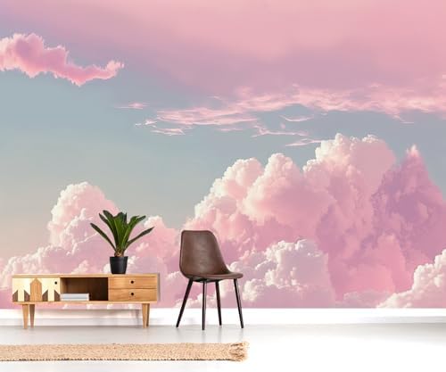 YQWDMX - 3D Pink Cloud Peel and Stick Wallpaper wall Mural Girl Kid's Room ZY08 - Image 2