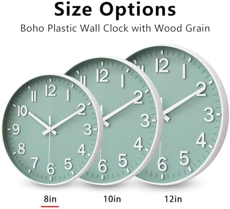 HZDHCLH 8 Inch Wall Clock Battery Operated Silent Non Ticking Green Modern - Image 5