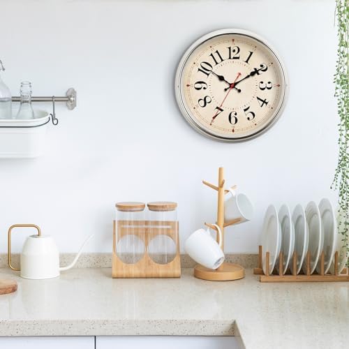 Wall Clock Metal 12.4" Retro Vintage Wall Clocks Countryside Style Silent Non - Image 3