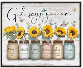 God Says You Are Wall Art: Christian Wall Art Framed Inspirational Quotes Bible by HLJART
