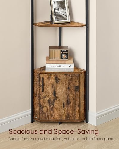 VASAGLE Corner Shelf with Cabinet, 5-Tier Freestanding Bookshelf - Image 4