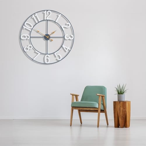 Sorbus Large Wall Clock, Metal Frame, Battery Powered - Image 6