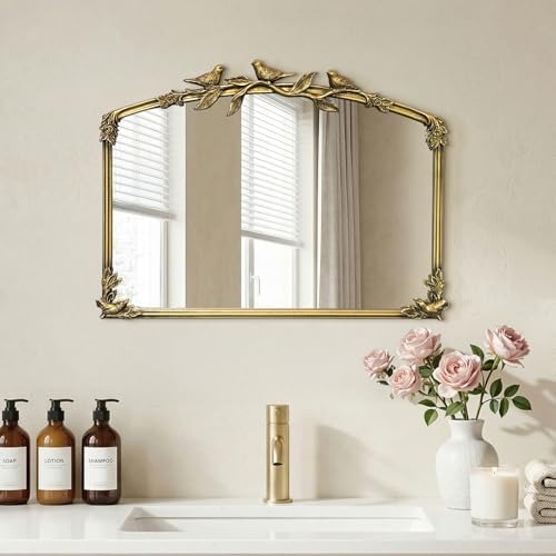 Gold Baroque Vintage Mirror for Vanity 19x25Inch Gold Antique by Oujchenghome