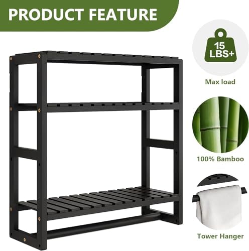 Galood Over The Toilet Storage Bathroom Shelves Wall Mounted Black Sets - Image 5