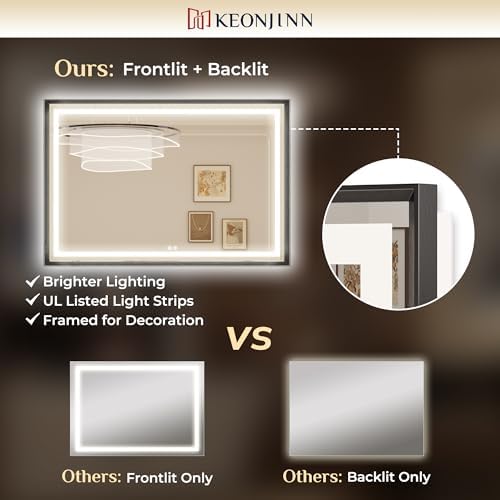 Keonjinn 22x30 Inch Black LED Bathroom Mirror - Image 6