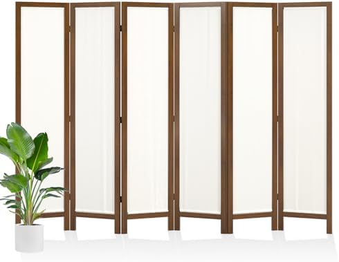 Linen Room Divider Privacy Screen, Foldable Wood Frame Partition Room Dividers by Svimi