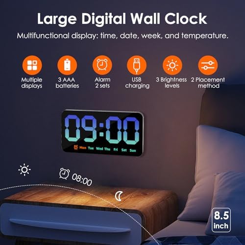 Digital Wall Clock 8.5 Inch Large Display LED Clock - Image 2