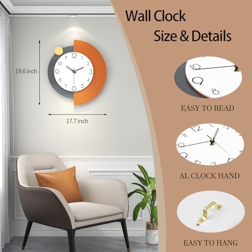 FLEBLE Decorative Wall Clock Silent Large Clock Battery Operated Home Decor - Image 4