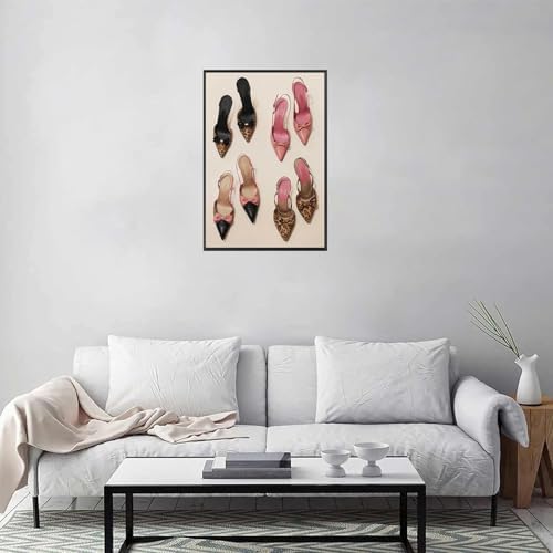 Pink Heel Leopard Posters Trendy Bow Leopard Heels Canvas Wall Art Coquettish - Image 4