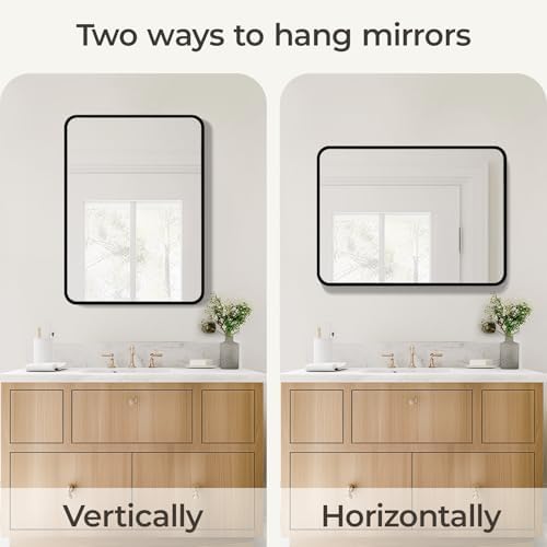USHOWER Black Bathroom Mirror for Over Sink 22 x 30 Inch - Image 6