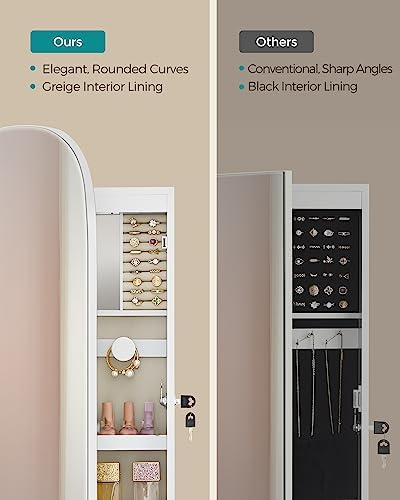 SONGMICS Jewelry Organizer, LED Jewelry Cabinet, Wall/Door Mounted - Image 3