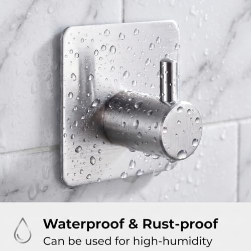 Fotosnow Adhesive Wall Hooks, 15lbs Stainless Steel Heavy Duty No Drill Towel - Image 5