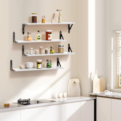 ROMGUAR CRAFT Wood Wall Floating Shelves Set of 4, 23.6" x 6" - Image 2