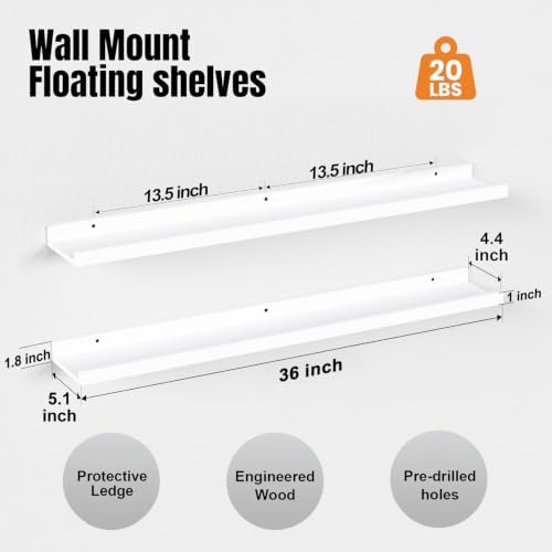 36inch Long Floating Shelves for Wall Decor, 3-Set Shelves - Image 3