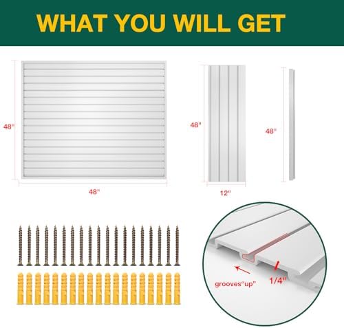 Yuzzy Slat Wall Paneling 4 x 4ft, Garage Slatwall Panel Wall Storage Systems - Image 4