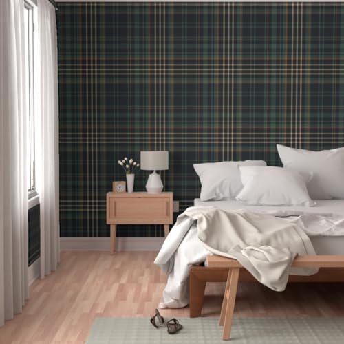 Spoonflower Autumn Plaid Dark Peel and Stick Wallpaper - Image 5