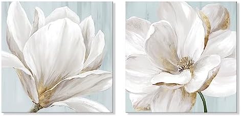 SEVEN WALL ARTS White Magnolia Wall Art Flower Artwork Floral Canvas Paintings by SEVENWALLARTS