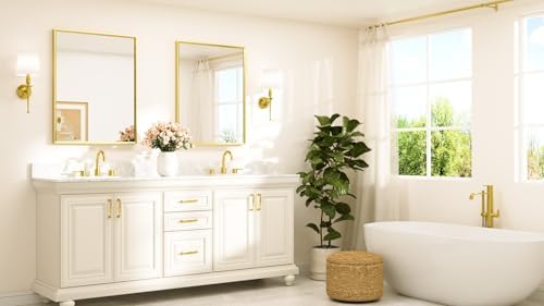 TETOTE Brushed Gold Mirror for Bathroom Sink 28" x 36" Beveled Frame Brushed - Image 2