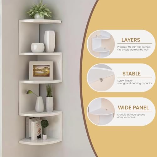 5-Tier Corner Shelf, Floating Corner Shelf Wall Mounted - Image 4